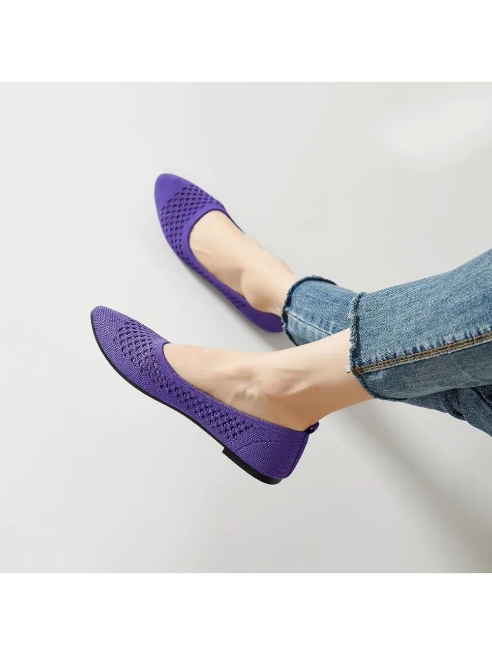Women's Dark Purple Comfortable Pointed Toe Slip On Business Casual Ballet Flats